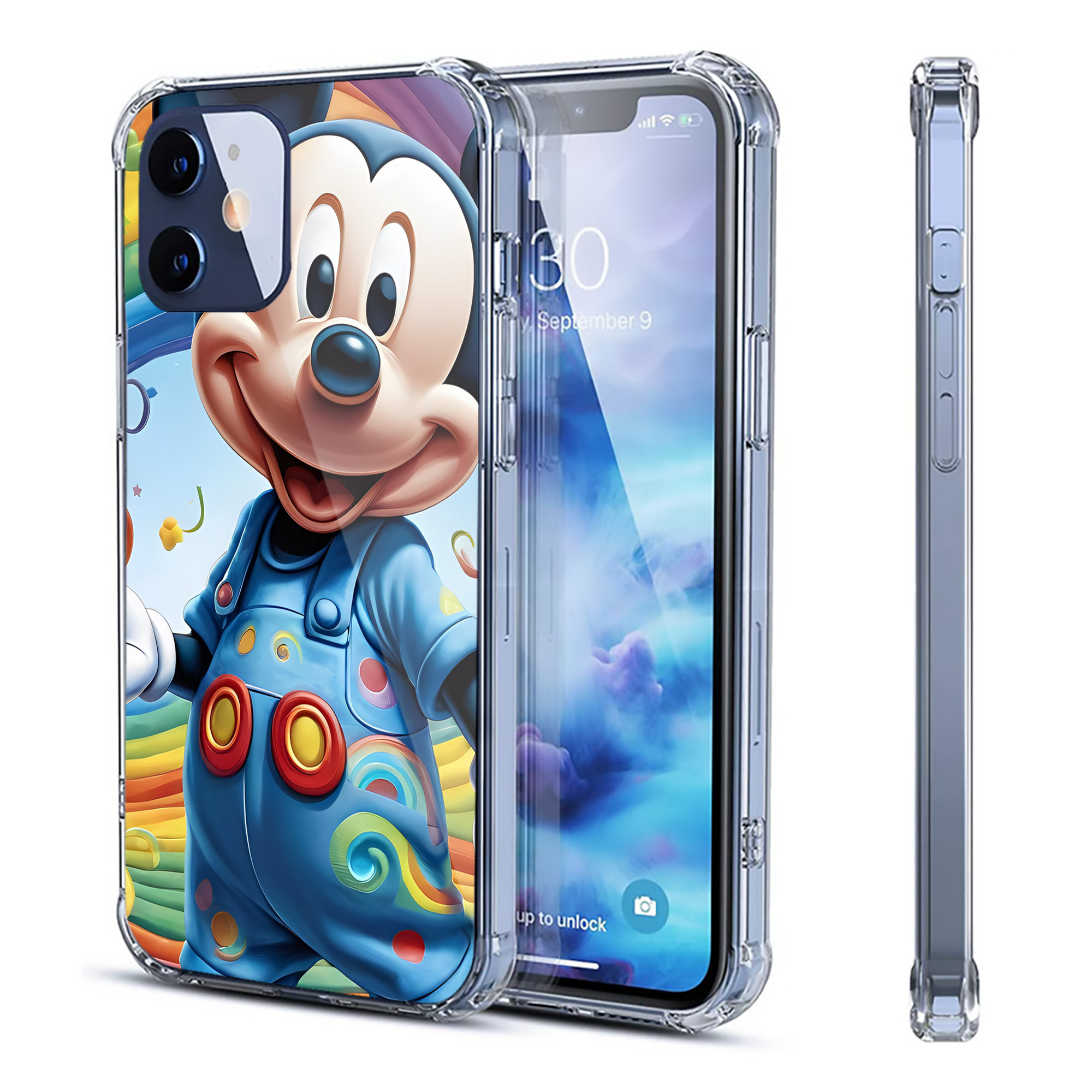 （画像用） ミッキーマウス Mickey Mouse 【iPhone 12シリーズ対応】透明スマホケース（クリアソフトケース）